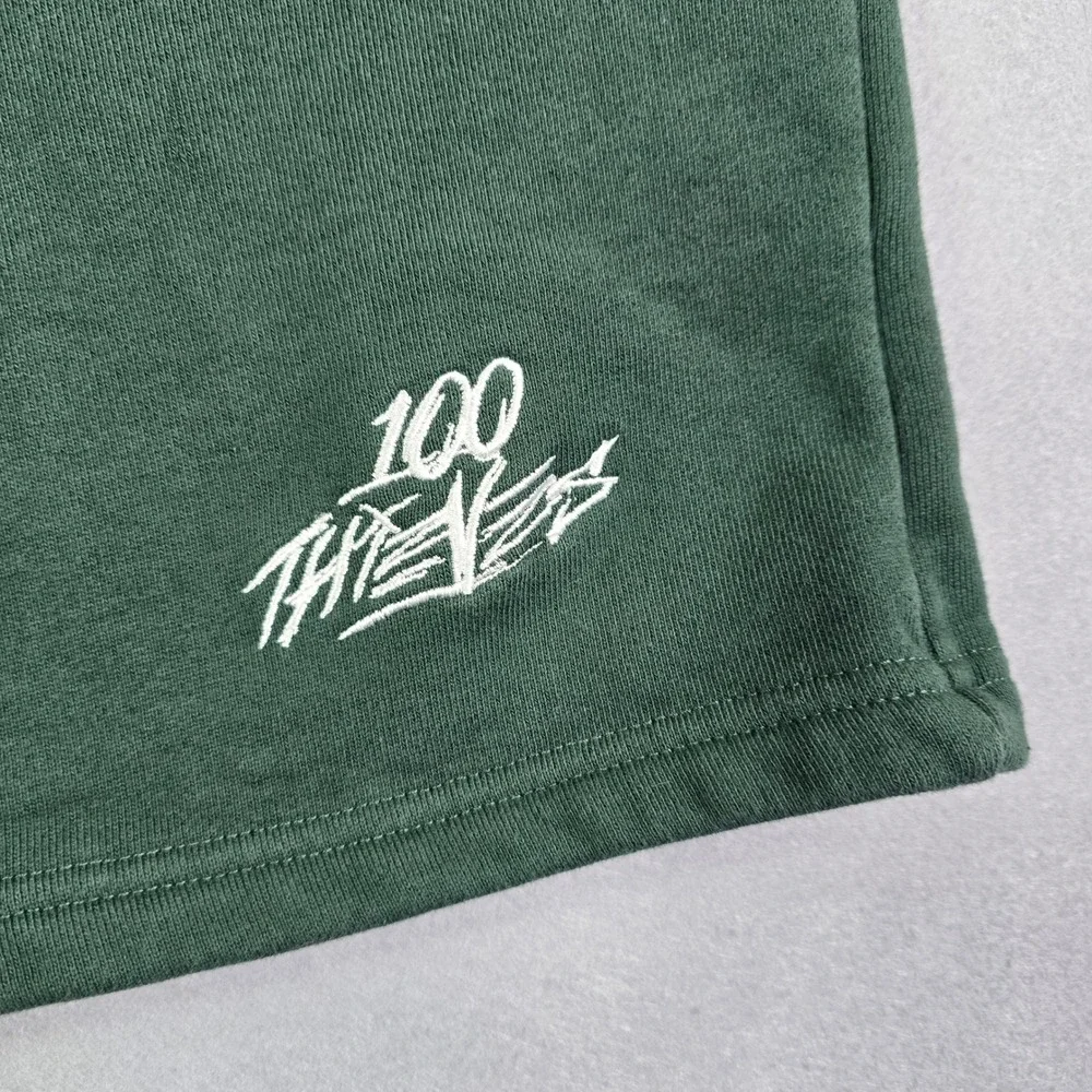 100 Thieves Sweat Shorts Lot of 2 Men 4XL Green Fleece Streetwear Gaming Pockets